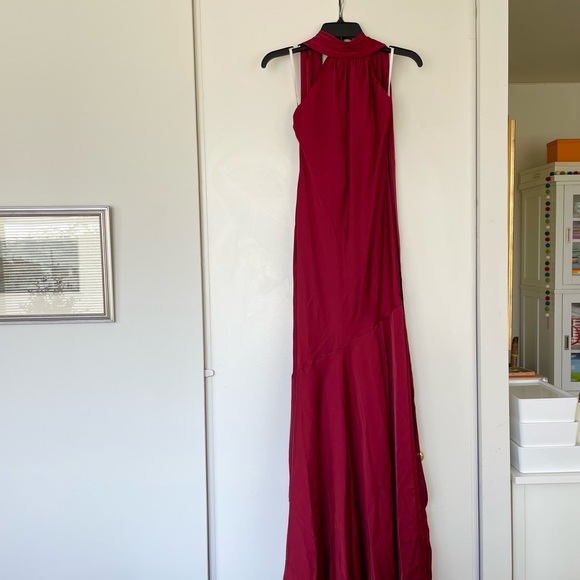 Birdy Grey Eileen Halter Neck Dress in Red Burgundy - Picture 11 of 13